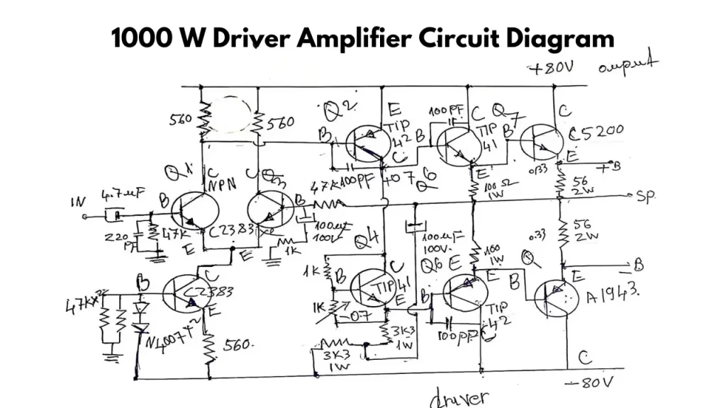 1000 W Driver Amplifier Circuit Diagram