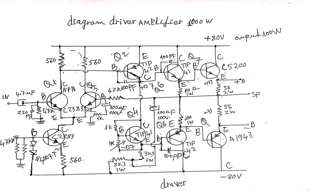1000 w driver amplifier circuit