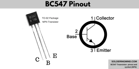 BC547 Transistor pinout diagram