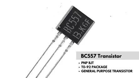 BC557 transistor front side view
