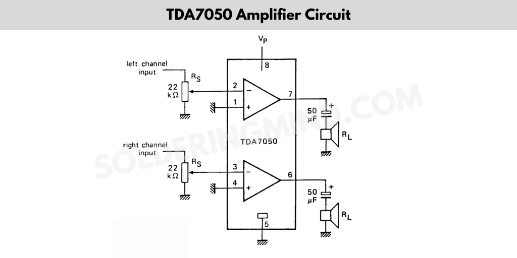 TDA7050 IC amplifier circuit diagram