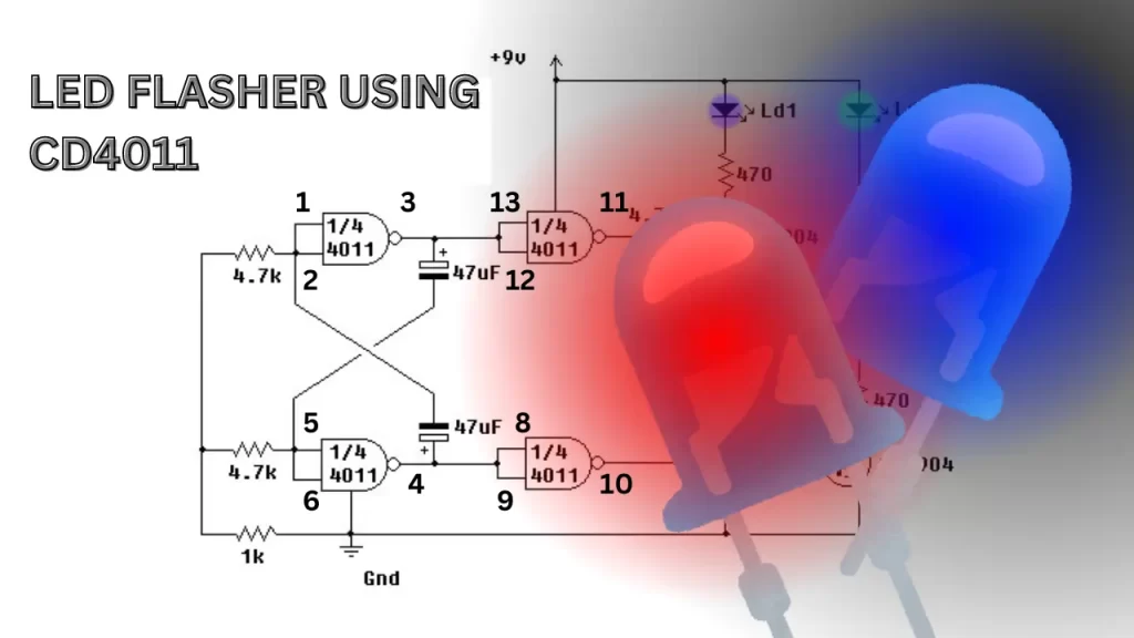 LED flasher using CD4011 IC