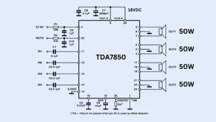 TDA7850 4x50w Amplifier Circuit diagram