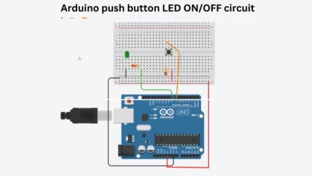 Arduino push button LED ONOFF circuit