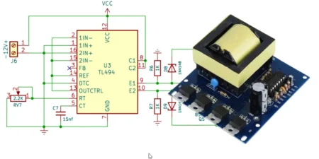 12v DC to 220v AC inverter circuit using TL494 IC