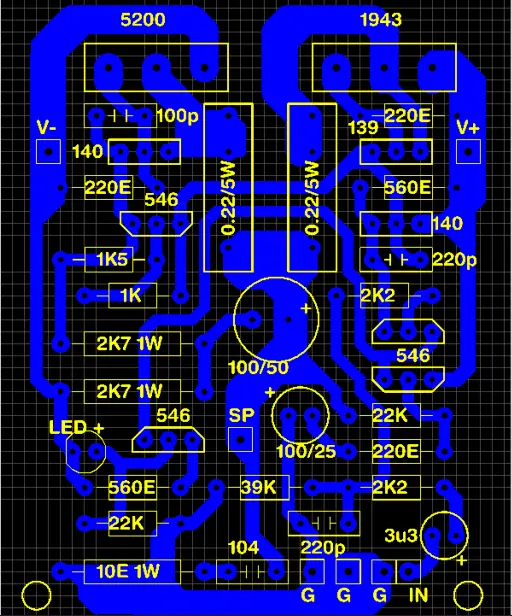 2sc5200 2sa1943 amplifier PCB layout