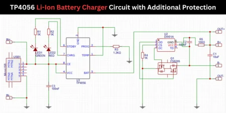 TP4056 Li-Ion Battery Charger Circuit with Additional Protection
