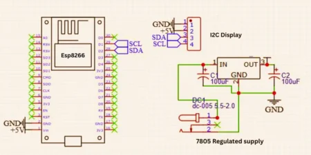 internet clock circuit using esp8266