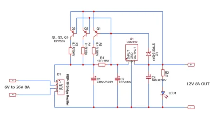 12V 8A Linear Power Supply Circuit