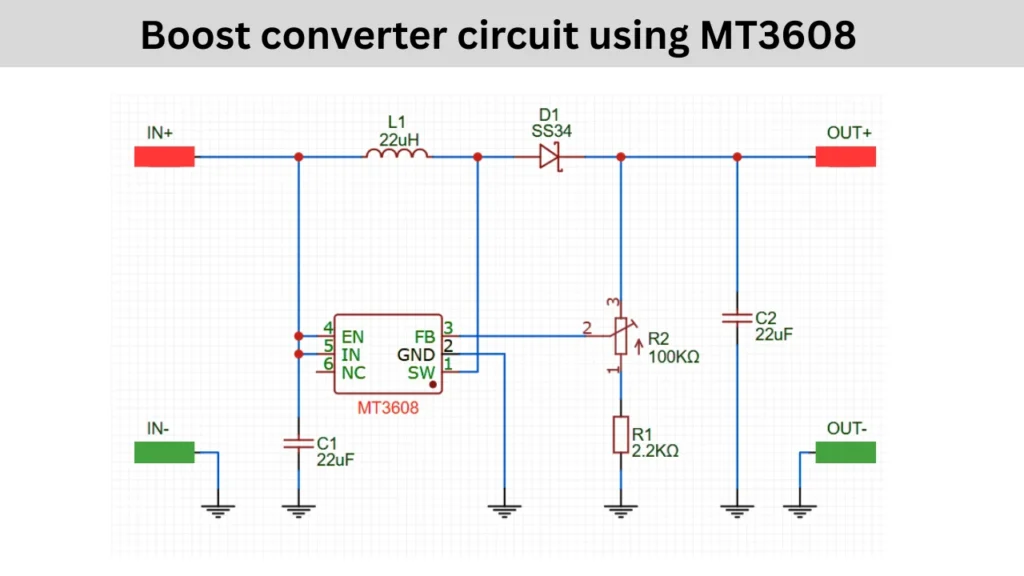 Boost converter circuit using MT3608