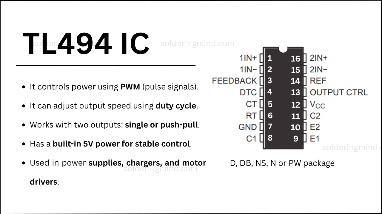 TL494 Datasheet, Pinout and Application Circuit