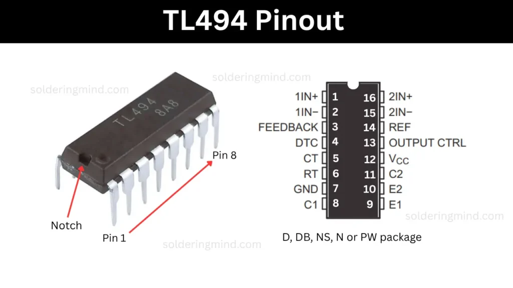 TL494 Pinout diagram