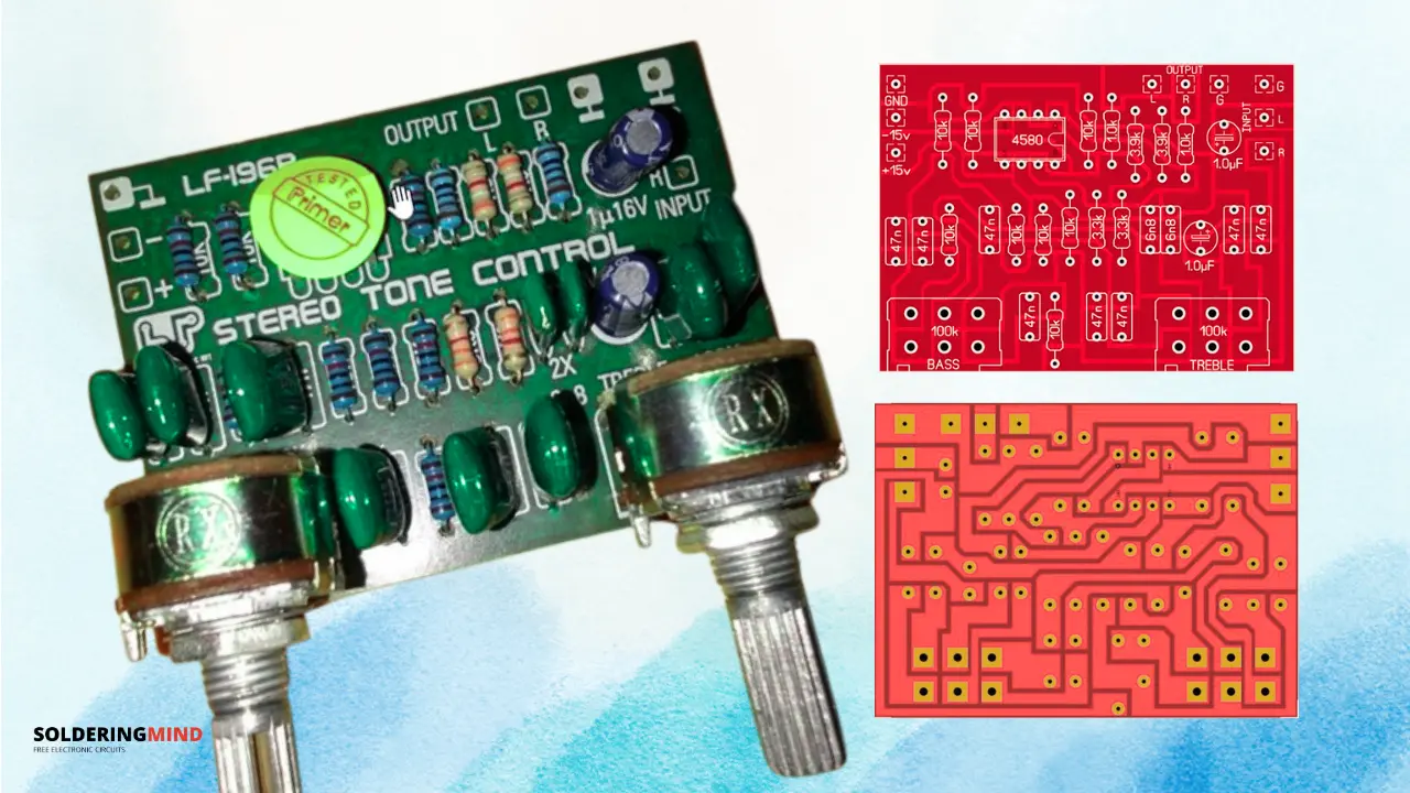 4580 Bass Treble Board PCB Layout and Circuit Design