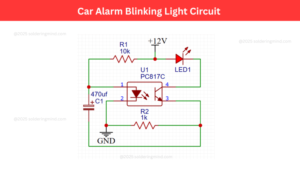 Car Alarm Blinking Light circuit diagram