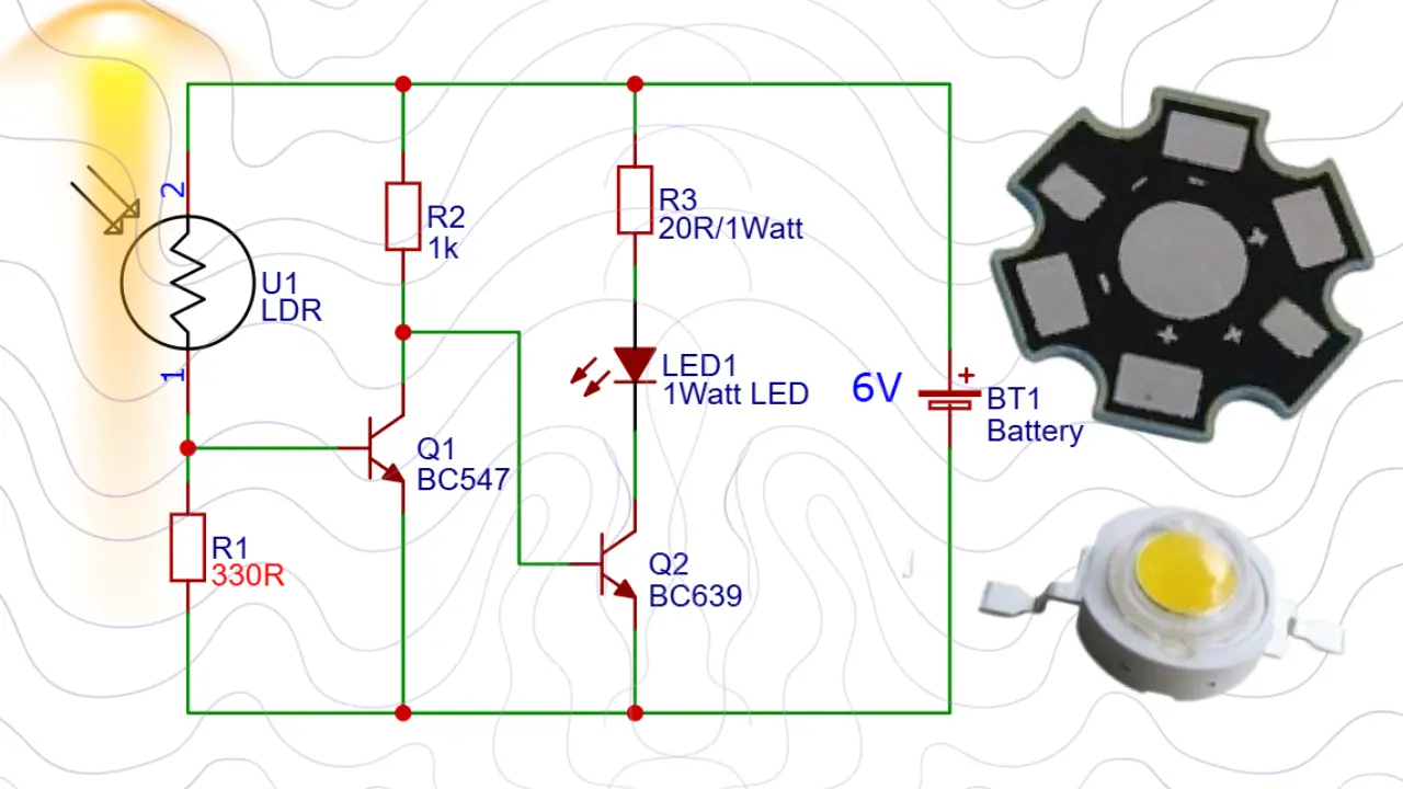 Simple Light Sensor Circuit using BC547 Transistor