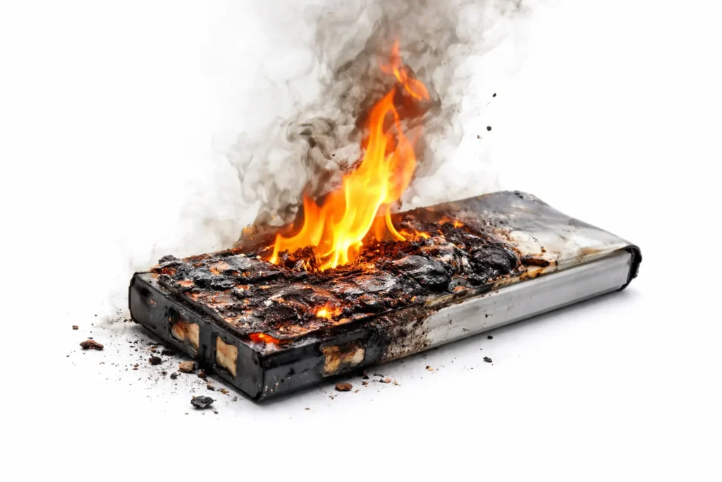 lithium ion battery got fired due to short circuit