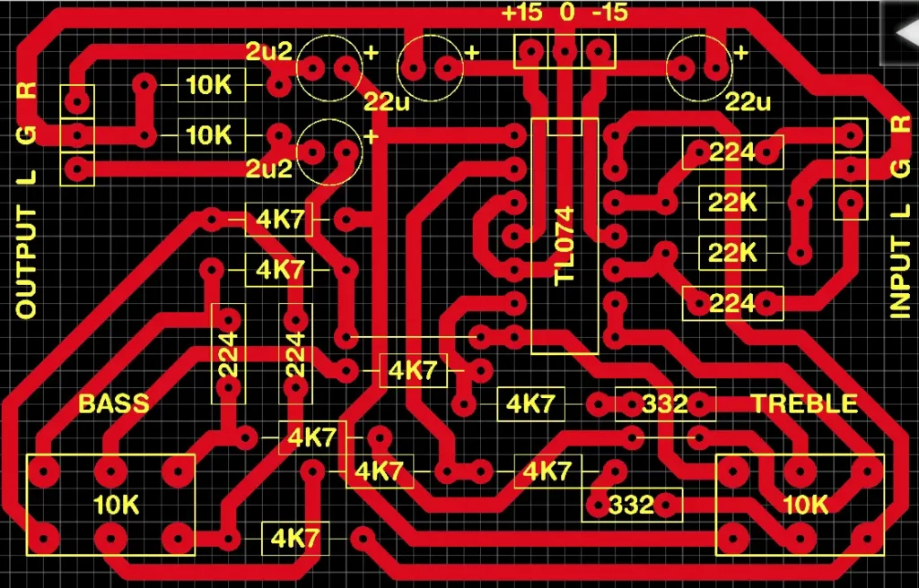 Bass treble board PCB layout