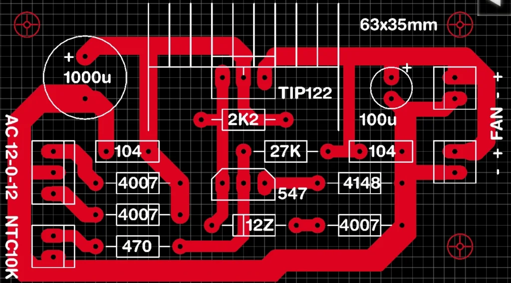 Heat sensitive fan speed controller board