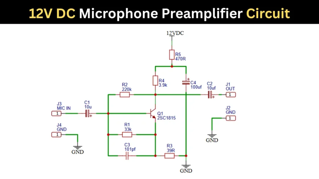 12V DC Microphone Preamplifier Circuit