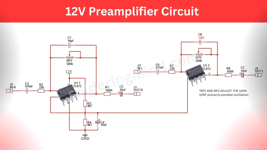 12V Preamplifier Circuit