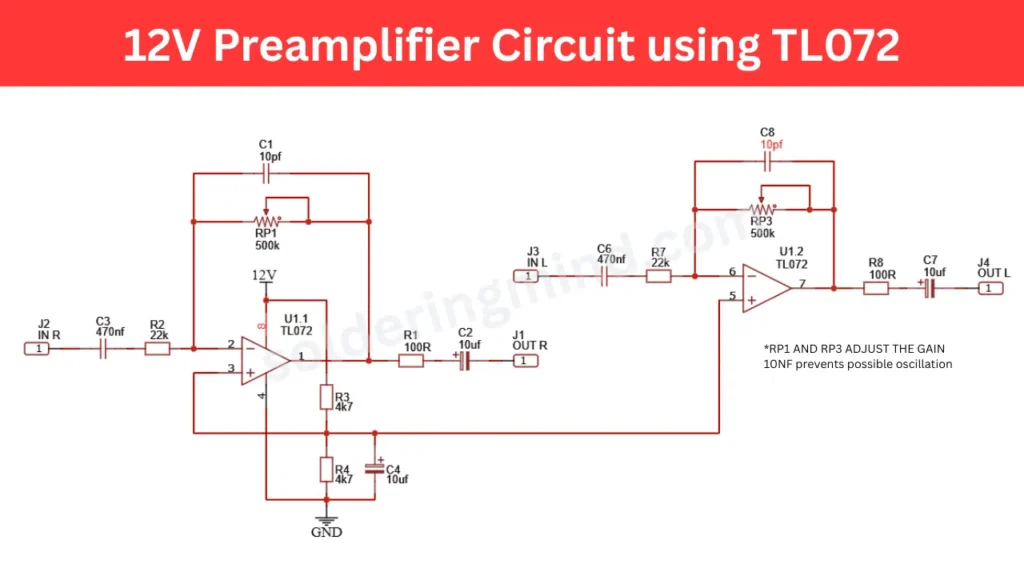 12V Preamplifier Circuit