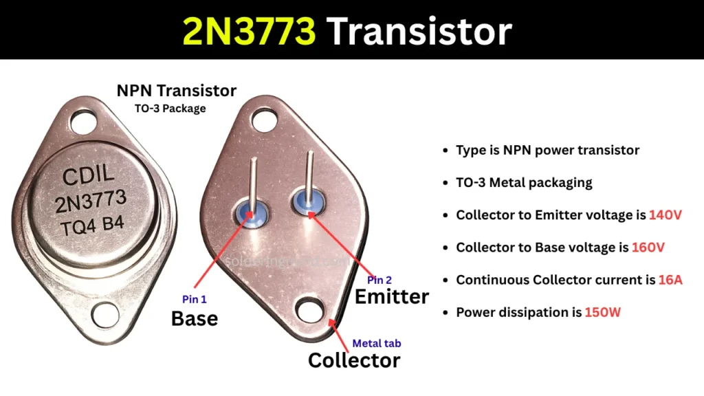2N3773 Transistor with specifications and pinout