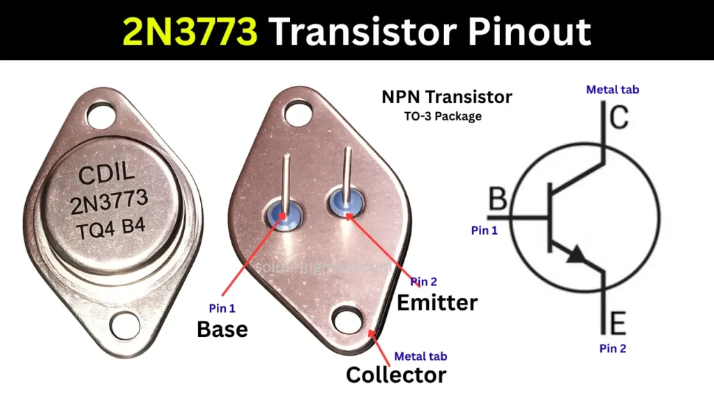 2N3773 Transistor Pinout diagram with symbol
