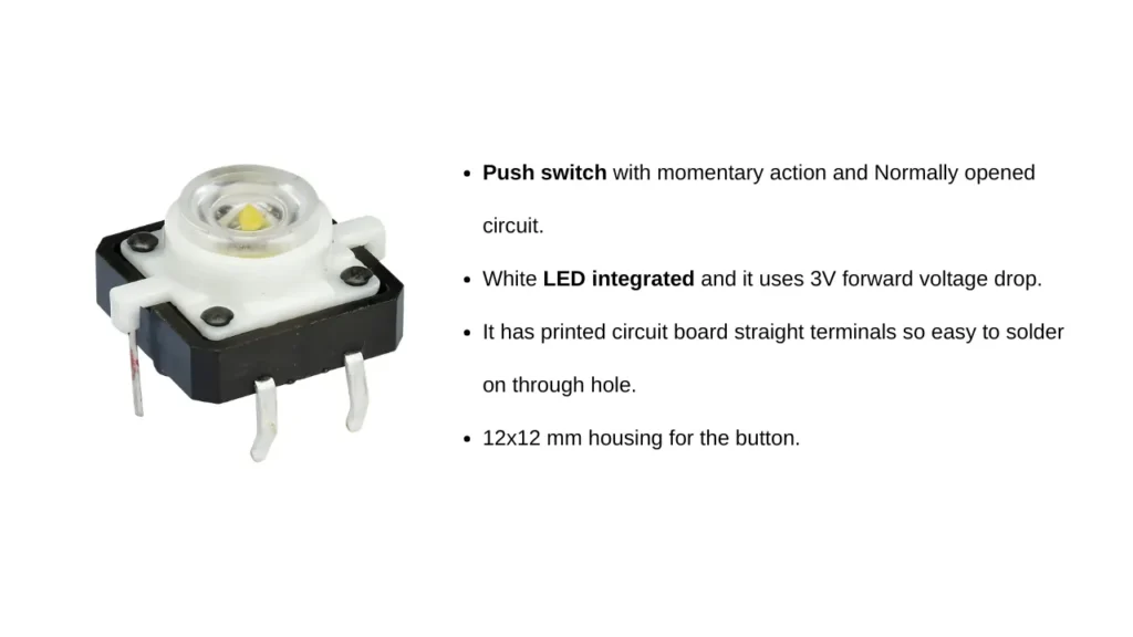 Push Button Switch with an Integrated 3V White LED From sayal electronics online shop