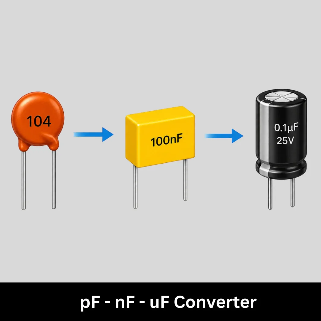 pf to nf to uf capacitor converter tool