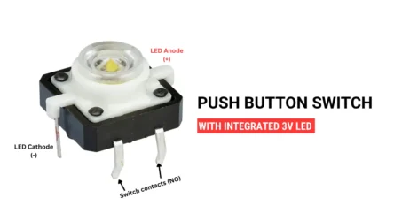 push button switch with integrated LED