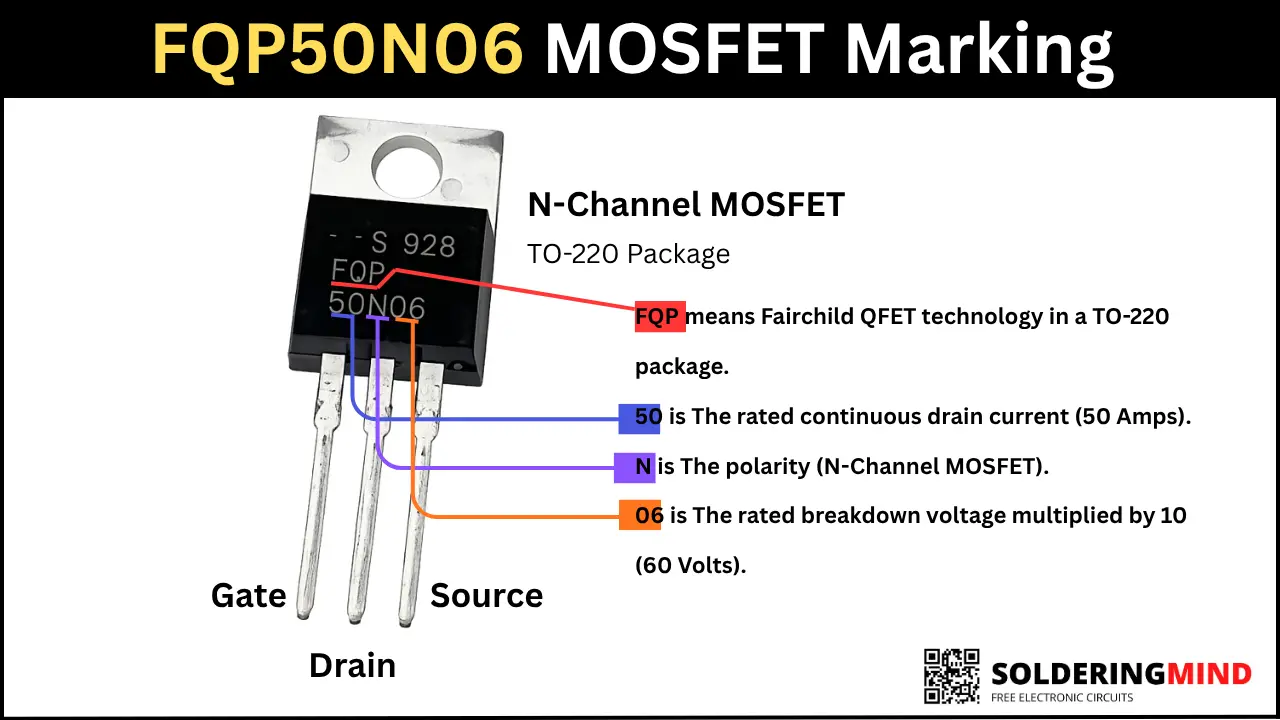 FQP50N06 MOSFET marking