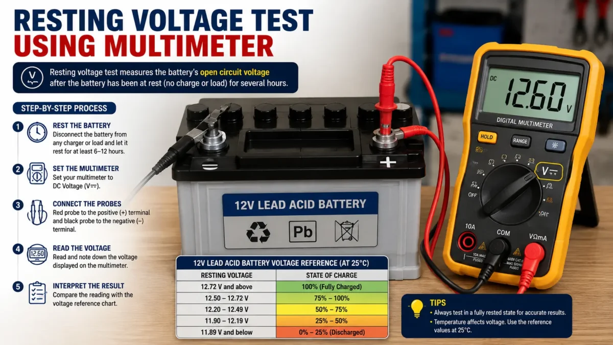 check voltage of lead acid battery in resting state