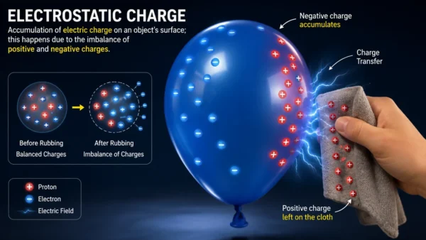 electrostatic charge is happens when cloth rubs on balloon surface